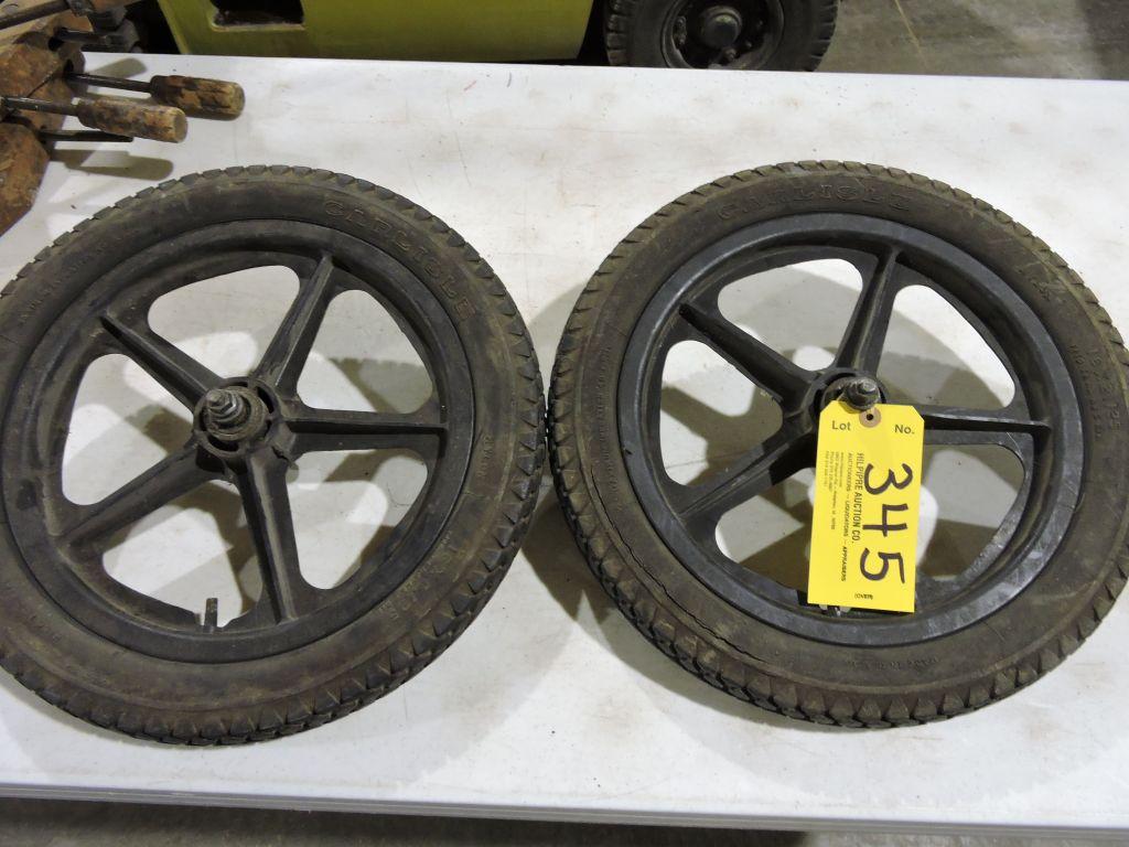 (2) Cart tires with poly rims, 16x2.125.