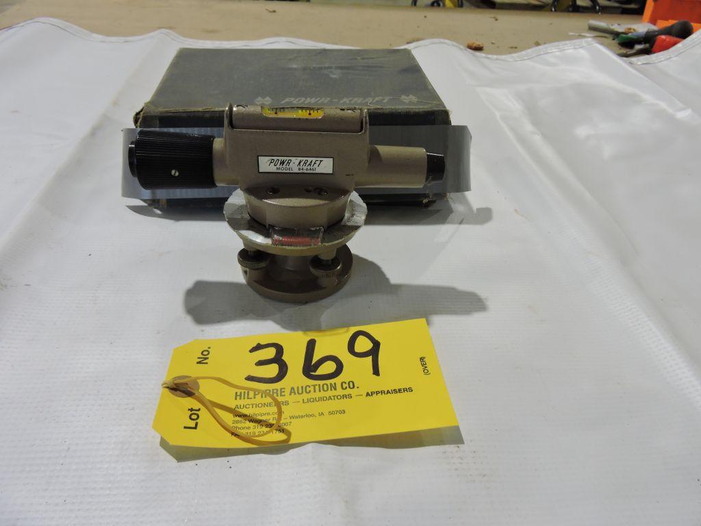 Powr-Kraft surveying level, model 84-6461, with case.