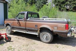 1989 Ford F250 pickup, two tone brown, vin 1FTHF26G1KPA01539, miles on odo