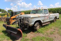 1978 Ford Pickup for parts only, NO TITLE or REGISTRATION, with Boss snowbl