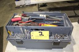 Rough House tool box with hole saws, drill bits, saw blades, etc.