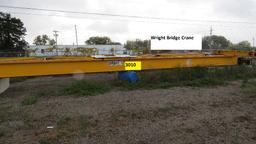 1976 Wright underhung single bridge crane, center driven, 53' wide span, AC