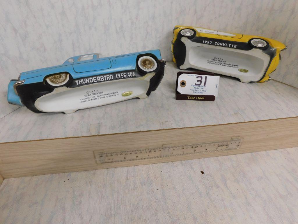 Collector Bottle Covers: 1956 Thunderbird 40a; 1957 Corvette. (2)