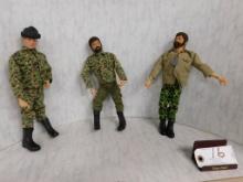 G.I. Joe 12" Flexible Action Figures. (3)