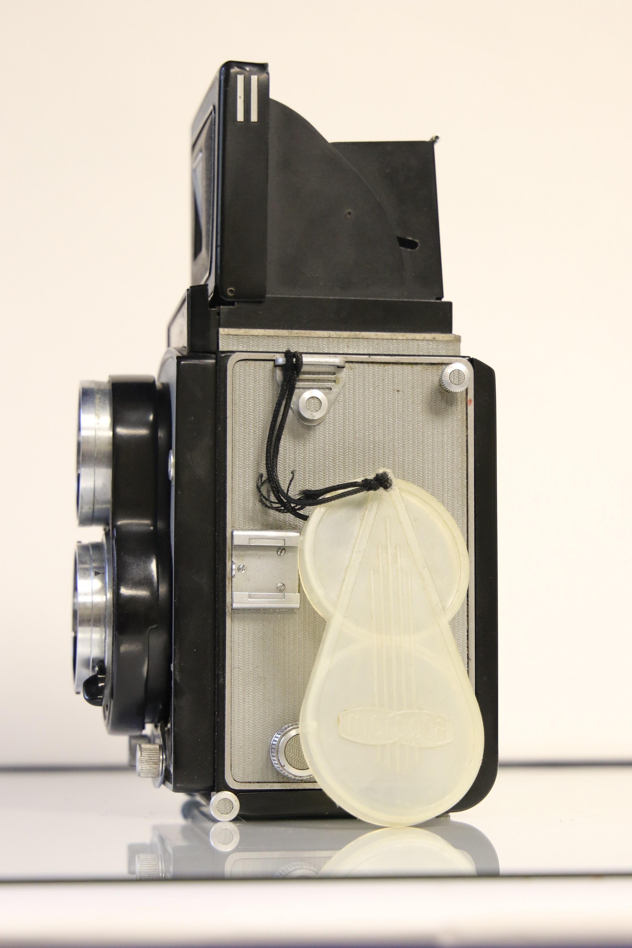 Meopta Flexaret Automat TLR Camera with Leather Case and Plastic Lens Cover