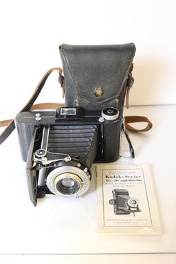 Kodak Senior Six-20 Camera with Leather Case and Manual