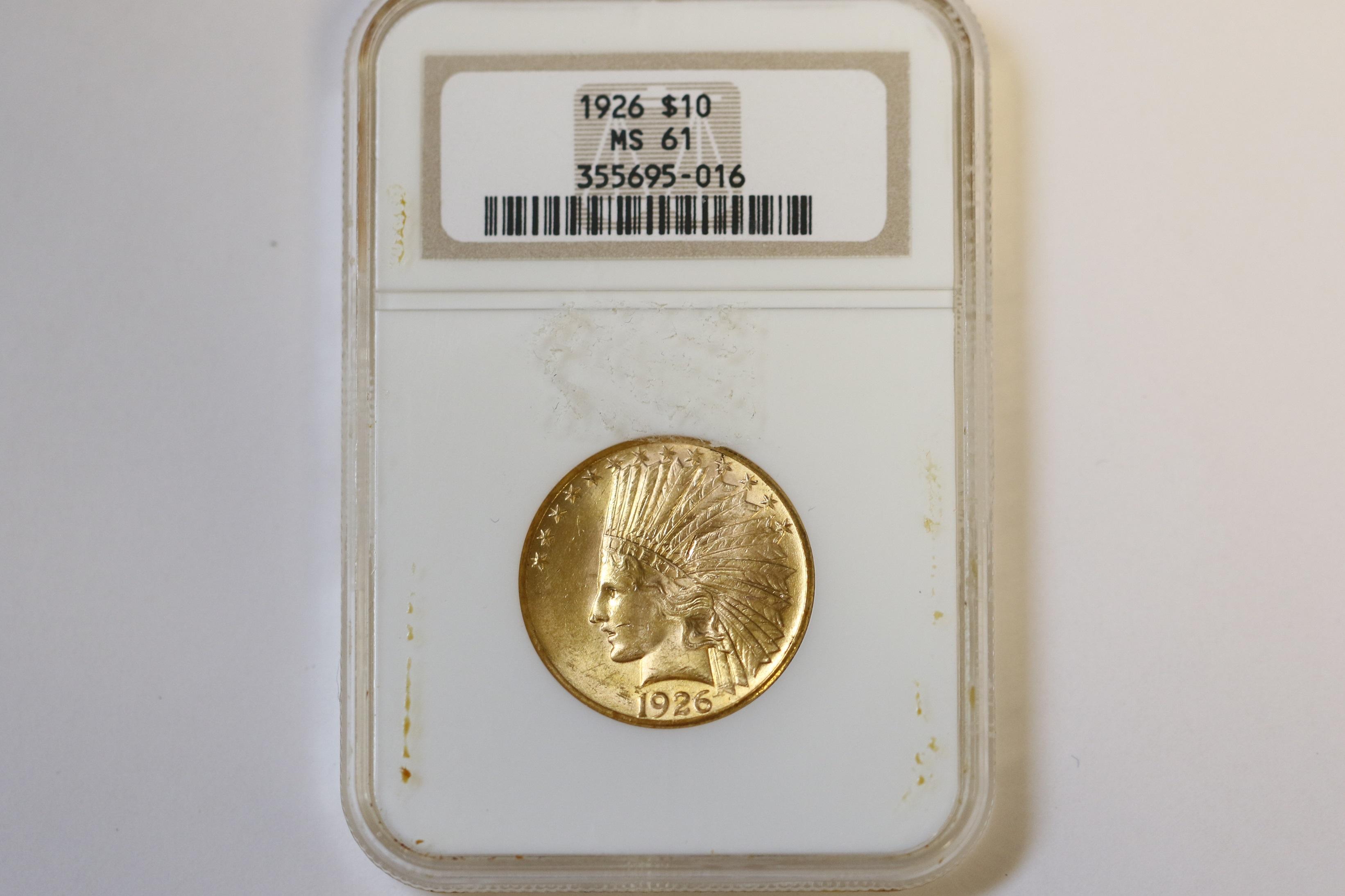 1926 $10 Gold Coin, Indian Head Eagle