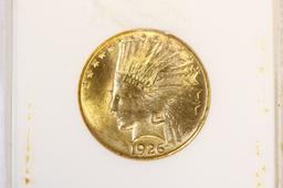 1926 $10 Gold Coin, Indian Head Eagle