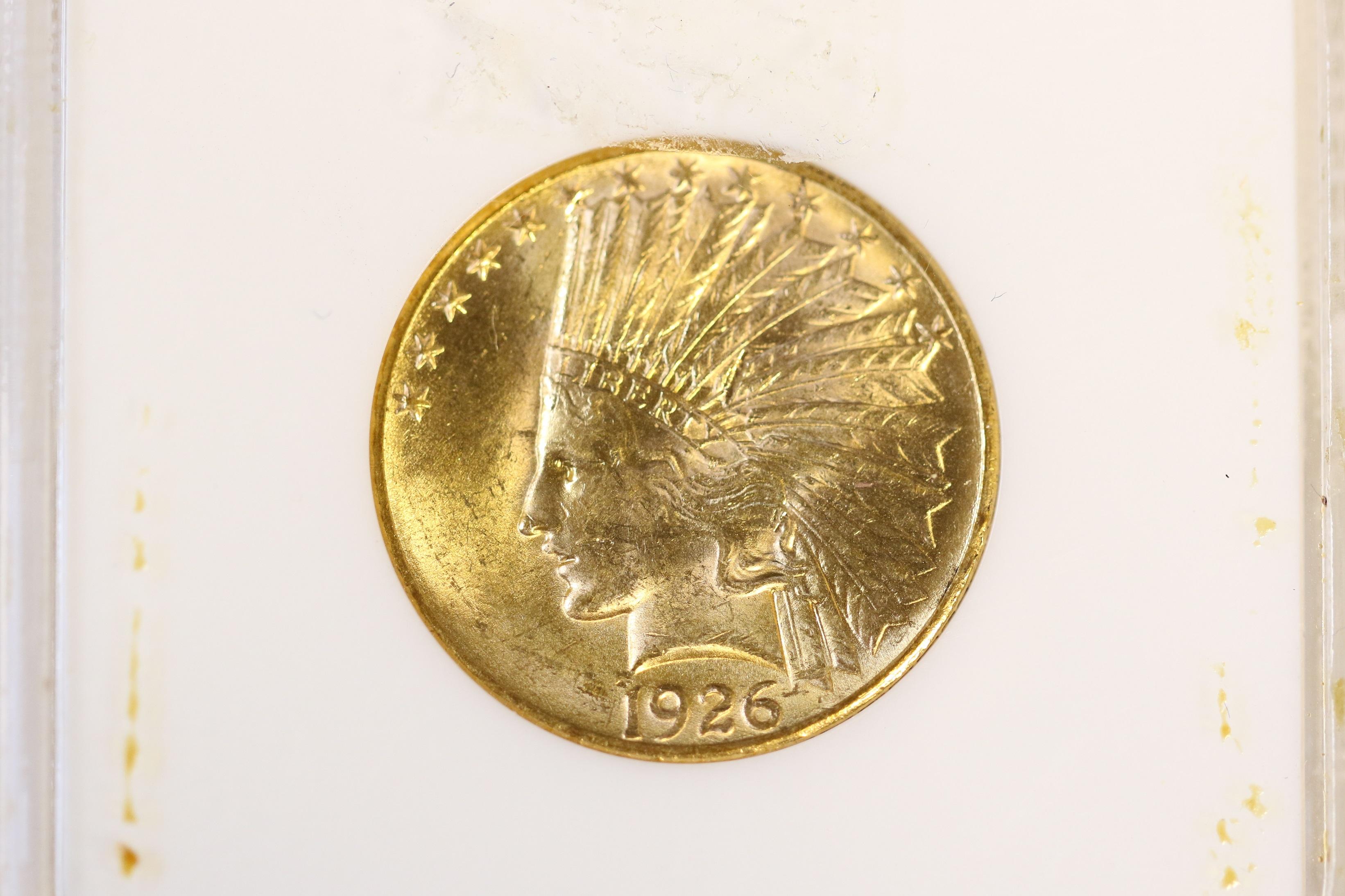 1926 $10 Gold Coin, Indian Head Eagle