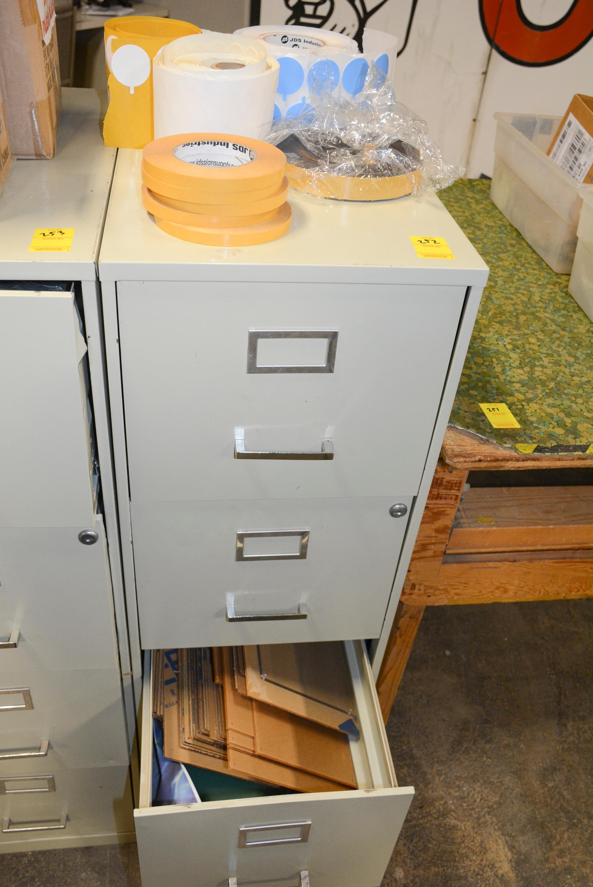 4 DRAWER FILE CABINET W/ TROPHY TAPE & TAPE DISCS