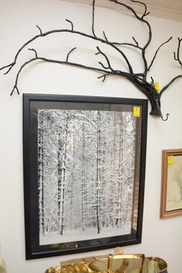 Snow Scene Print & Decorative Branch