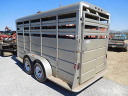 2011 GR 6' X 16' STOCK TRAILER, TA, ESCAPE DOOR