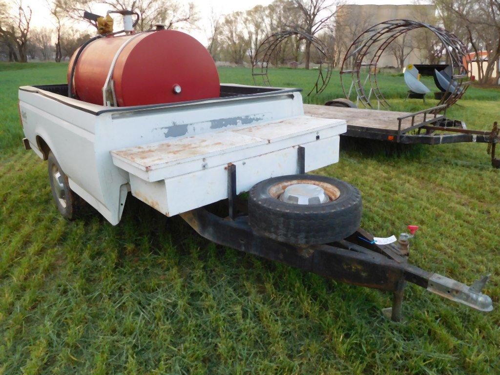 2 WHEEL FUEL TRAILER, 300 GAL. 12V PUMP, TOOL BOX