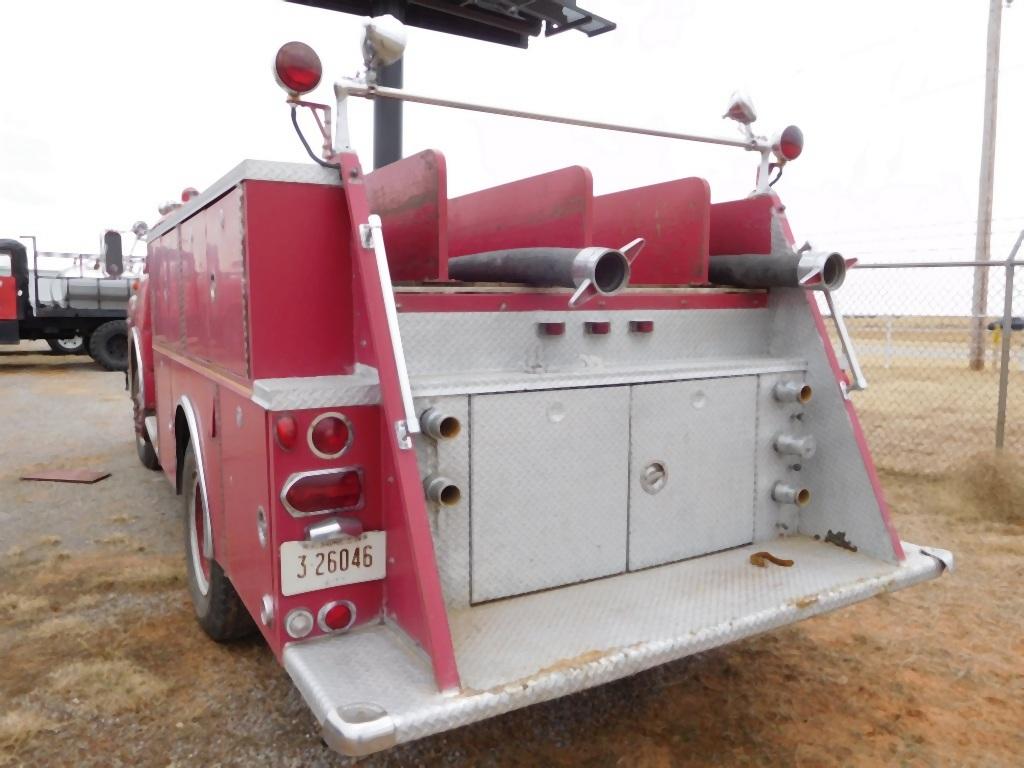 1970 FORD BOARDMAN FIRE TRUCK, V8, AUTO, AIR BRAKES, 5,000 GAL. TANK, 1250