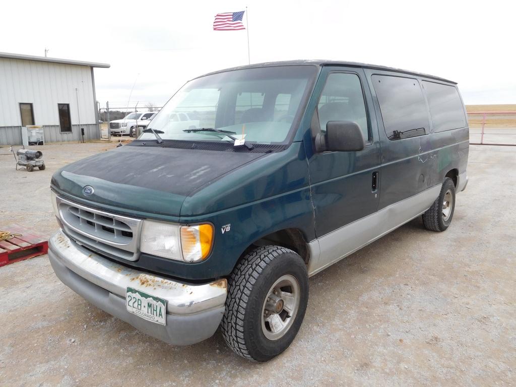 "2000 FORD ECON VAN, AUTO, GAS, DRIVER & PASSENGER SEAT ONLY, W/ELEC. WHEEL