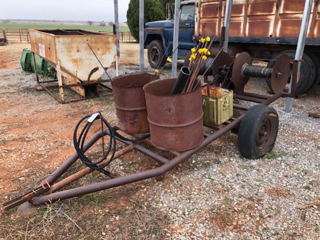 SHOPBUILT FENCING TRAILER, SA, BP, HYD. WIRE ROLLER