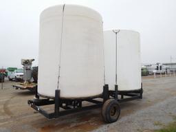 SET OF WYLIE 3000 GALLON CONE BOTTOM TANKS W/3" PLUMBING ON SINGLE AXLE BUM