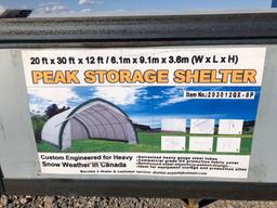 20' X 30' X 12' PEAK STORAGE SHELTER, UNUSED