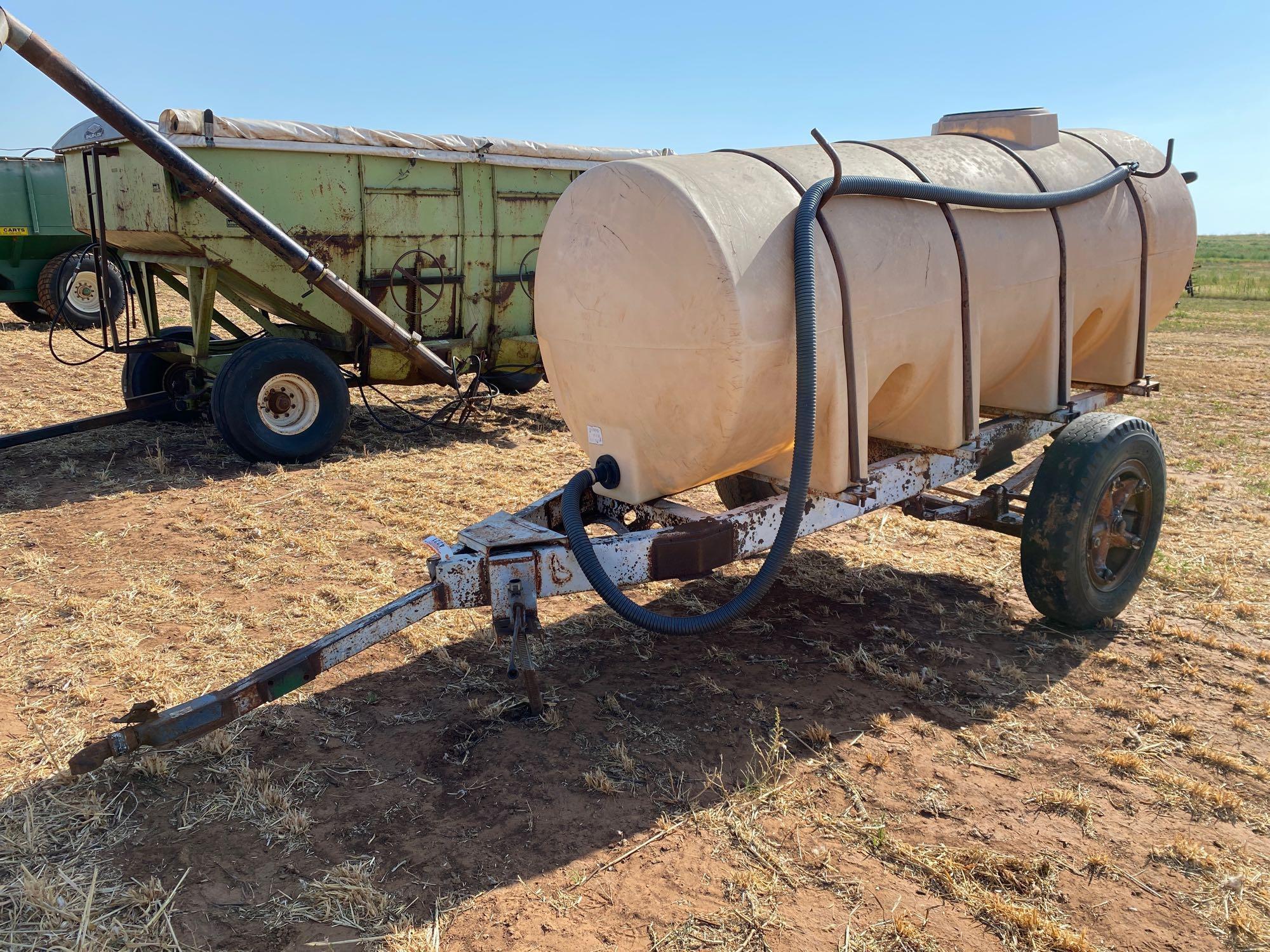 2 WHEEL TRAILER W/1000 GALLON POLY TANK