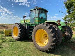 JOHN DEERE 9220 TRACTOR, POWER QUAD W/2 SPEED, 620/70 R 42, DUALS, 4 HYD., 6580 HRS., W/ DEGELMAN