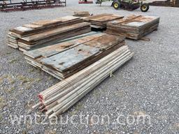 LOT OF USED 1 1/8" PLYWOOD, VARIOUS SIZES AND
