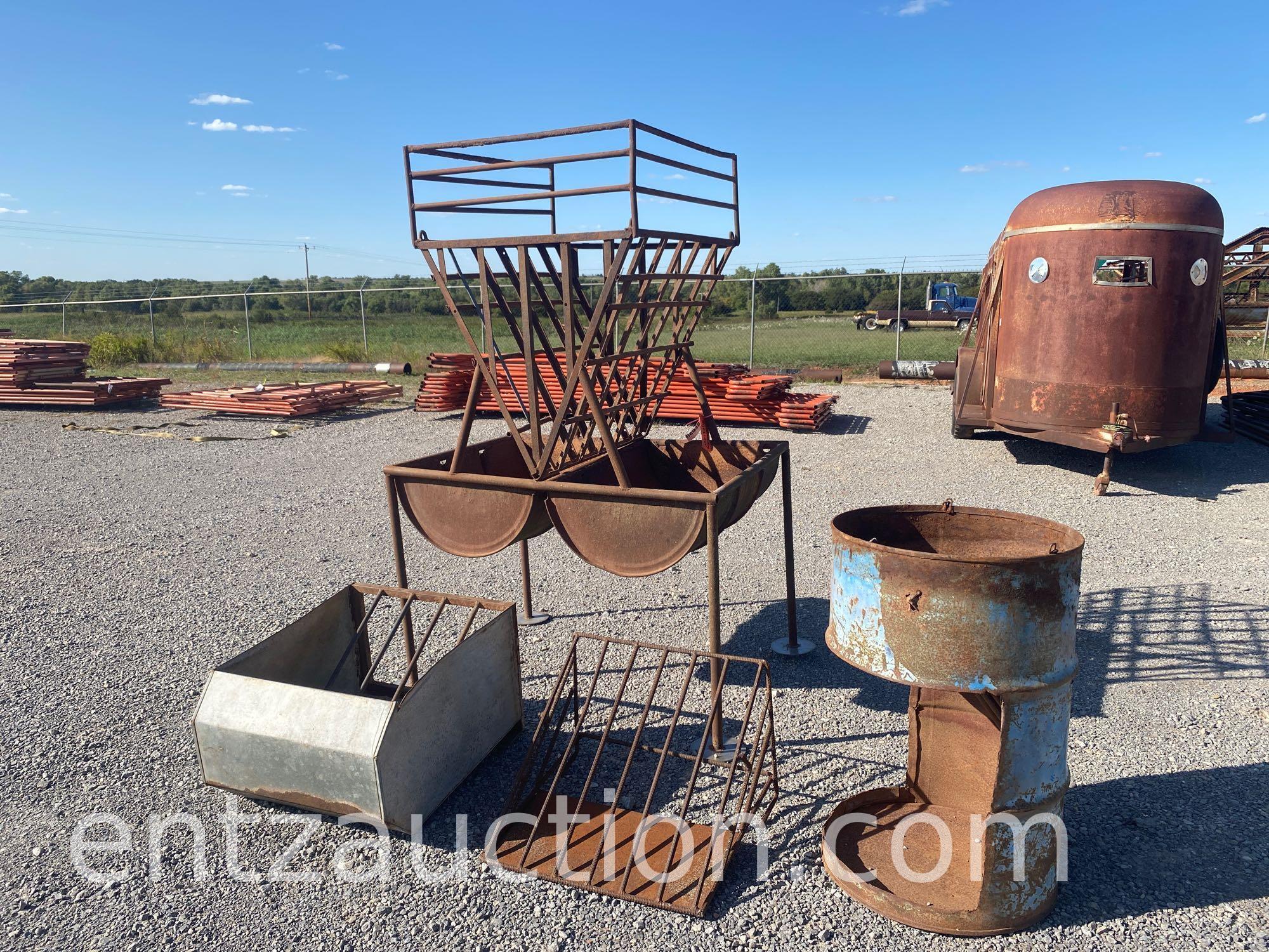 HAY FEEDERS - 1 FREESTANDING, 3 HANGING