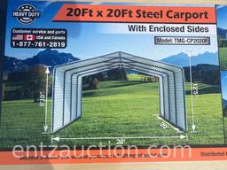 TMG 20' X 20' ALL STEEL CARPORT WITH ENCLOSED