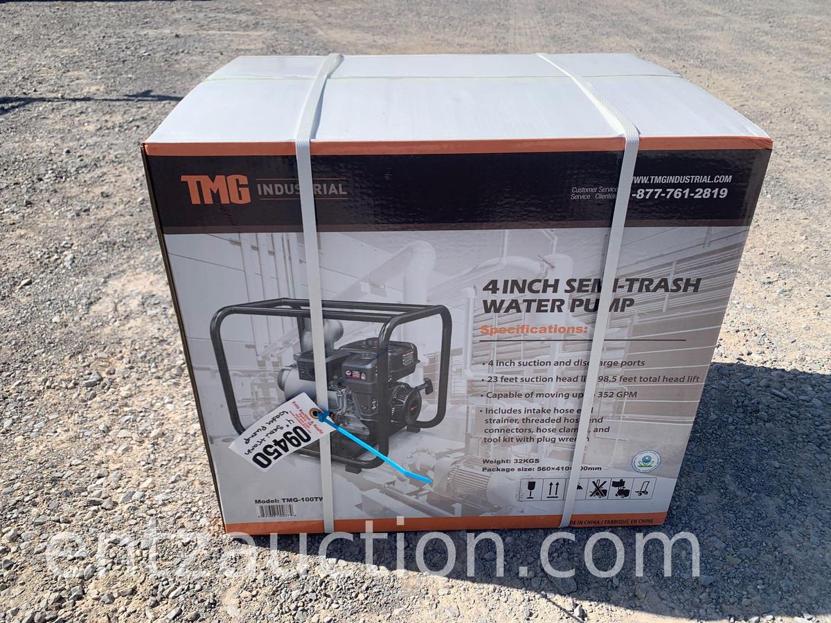 TMG 4" SEMI-TRASH WATER PUMP, 6.5 HP, GAS, UNUSED