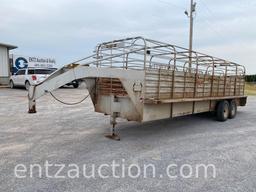 24' X 6' GOOSENECK STOCK TRAILER, GN, BAR TOP, TA,