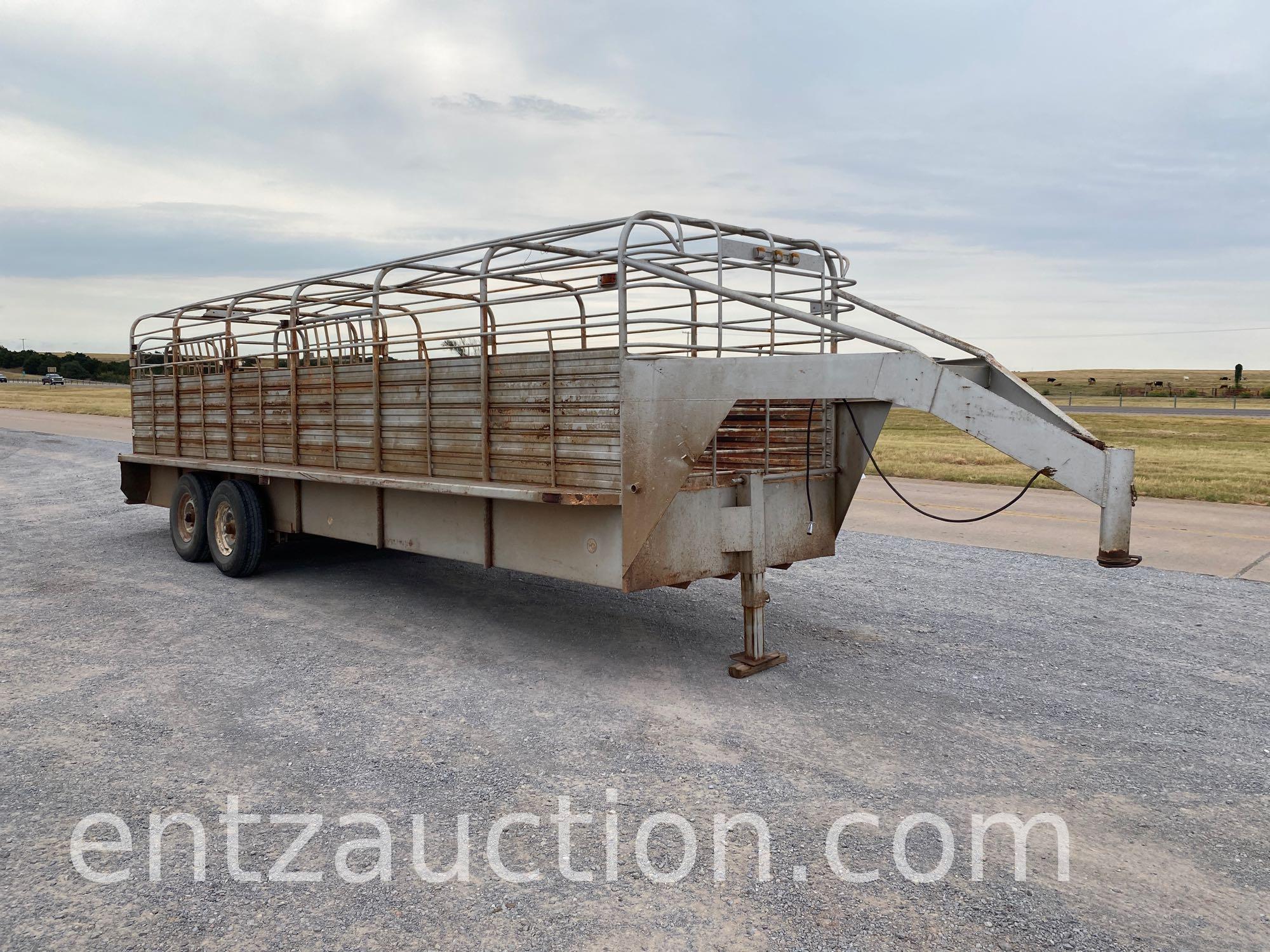 24' X 6' GOOSENECK STOCK TRAILER, GN, BAR TOP, TA,