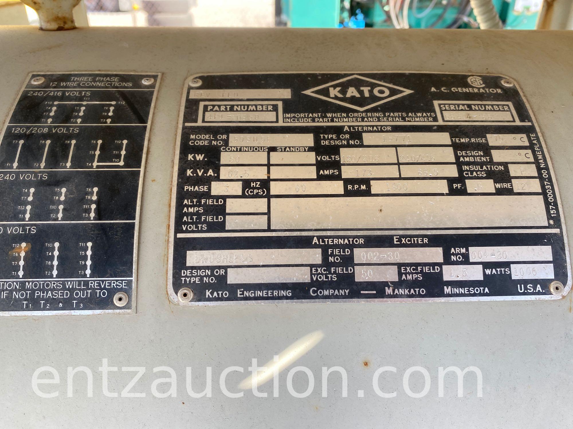 KATO 50 KW GENERATOR, 3 PHASE, HERCULES