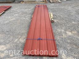 RED SHEET METAL, 15' X 36", 26 GAUGE, USED