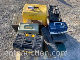 LOT OF MISC. TOOLBOXES, TACKLE BOXES & STORAGE