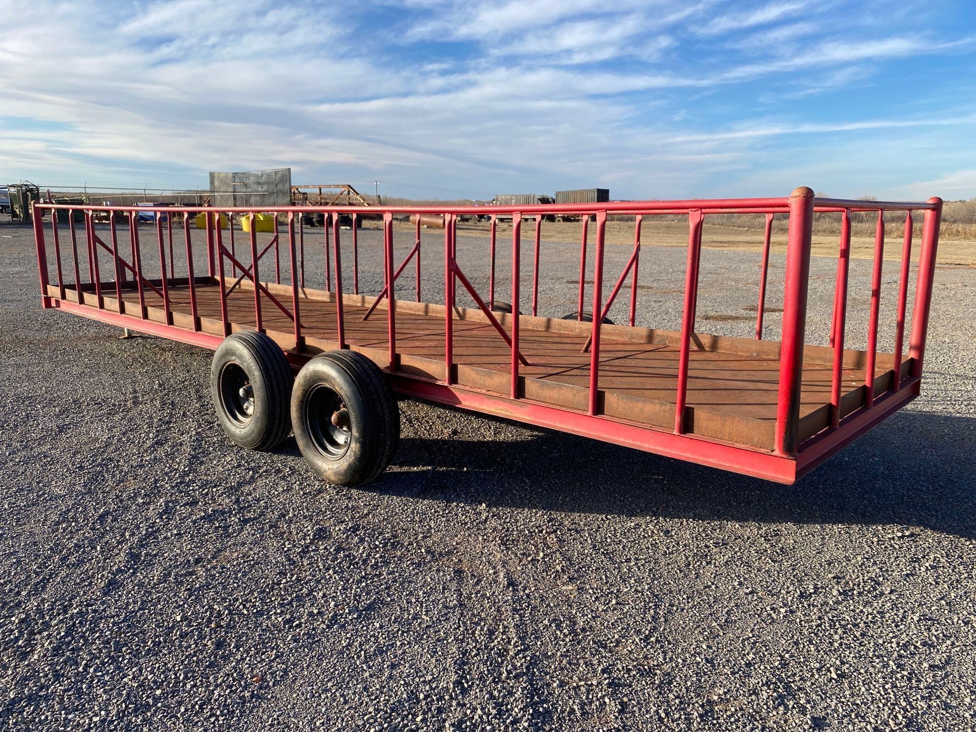 SHOPBUILT 24' FEEDER HAY TRAILER, TA, (NO TITLE)