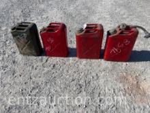 LOT OF 4 STEEL 5 GAL. FUEL CANS