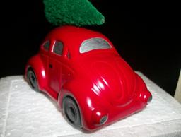 Red Volkswagen with  Christmas Tree on Roof - Department 56