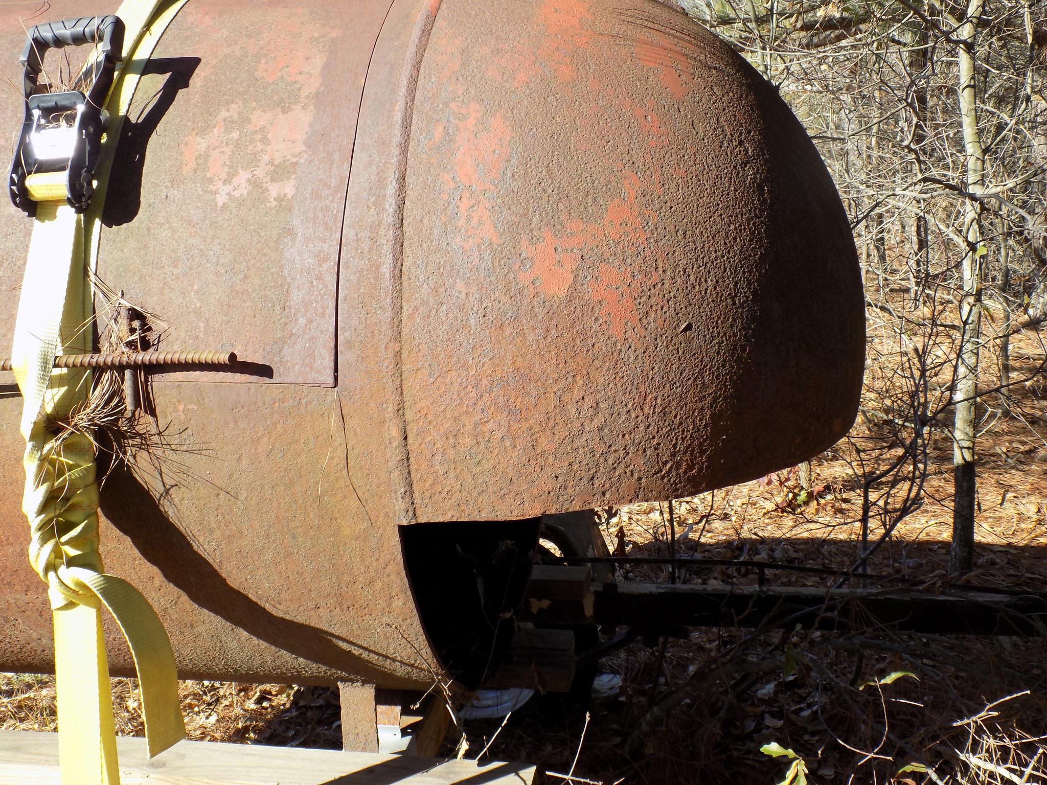 Lot 13: 500 Gallon Propane Tank Cut For Use As Smoker On Trailer.  No Vin No Title