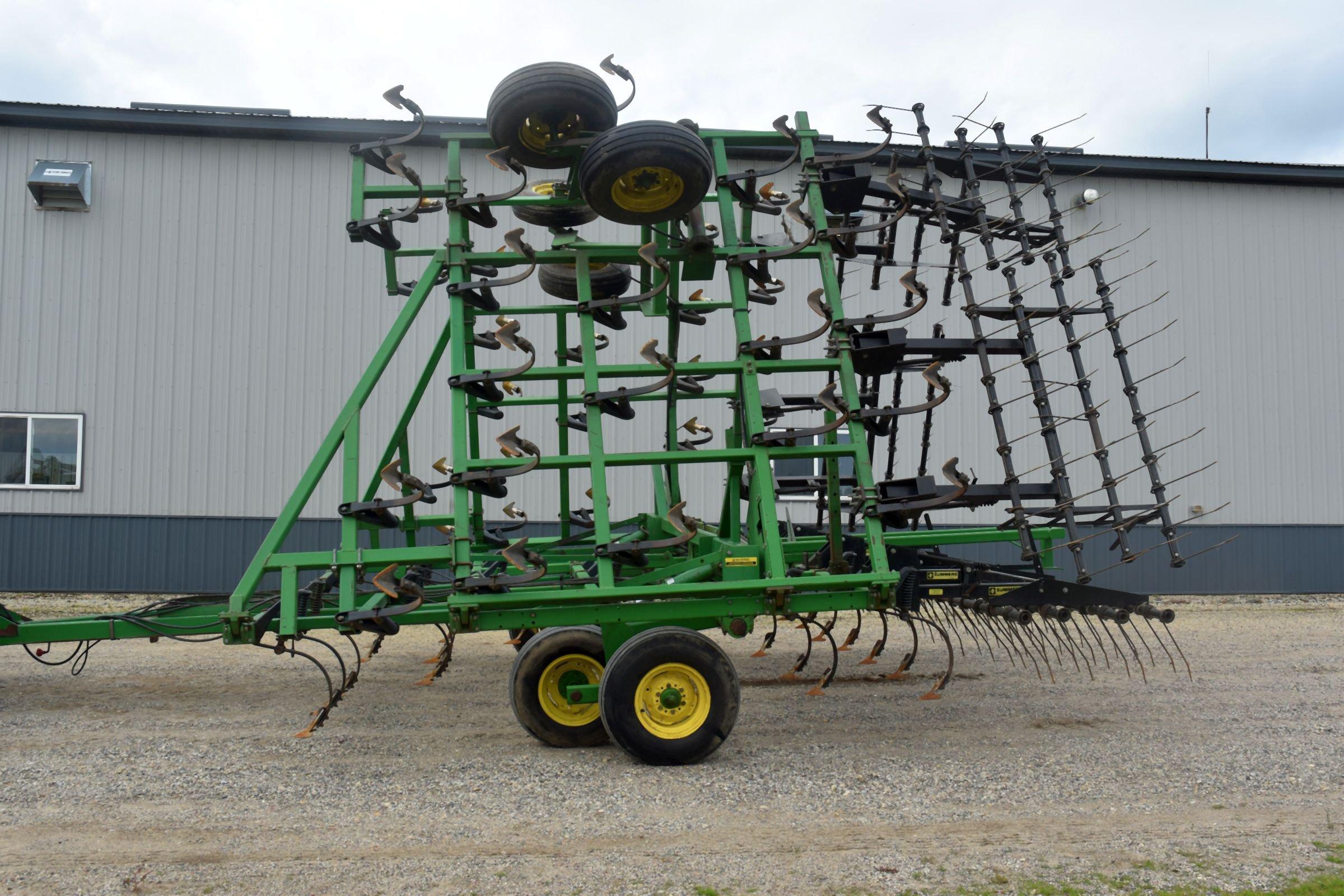 John Deere 960 Field Cultivator, 36.5 Foot, With Newer Summers 4 Bar Spike Harrow And Hitch, SN: X00