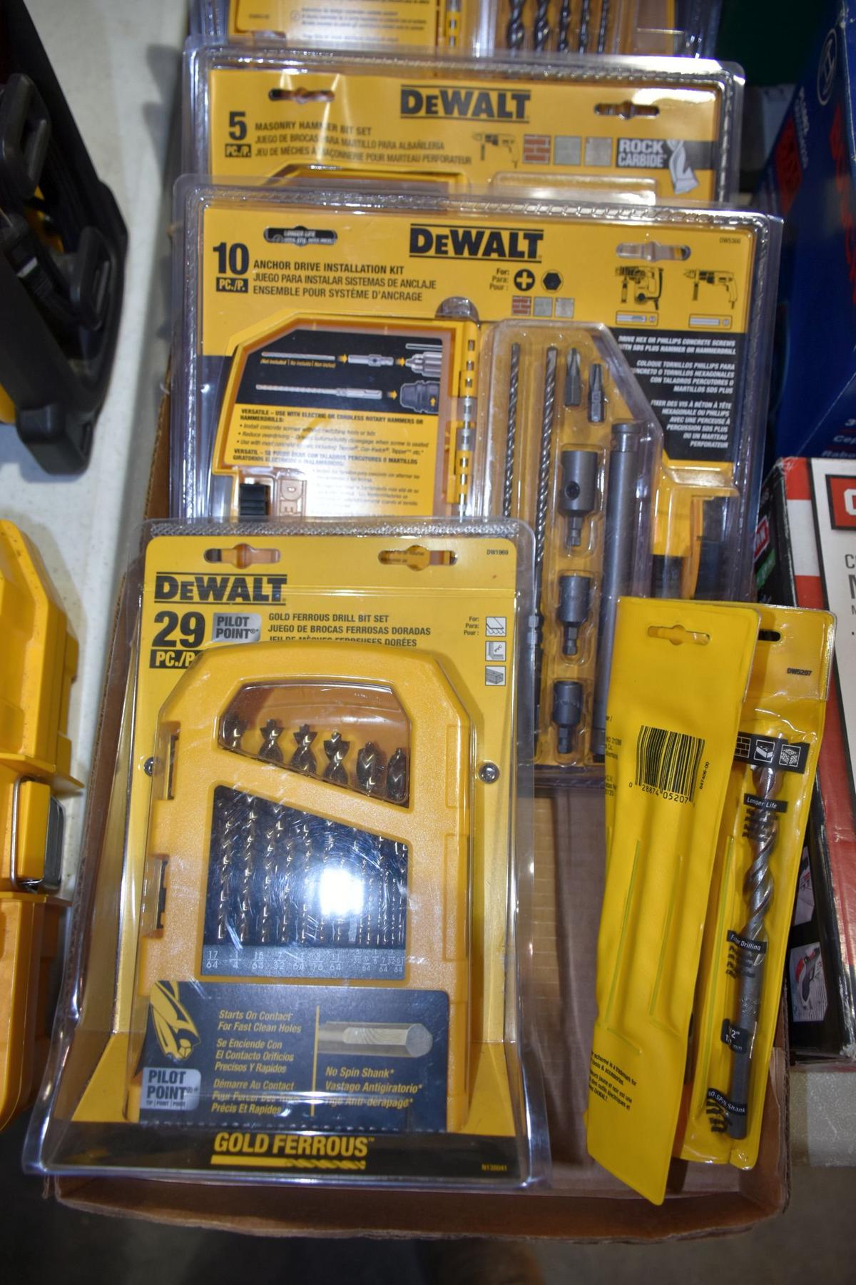 Dewalt 5 Piece Masonry Bit Set, Dewalt 10 Piece Anchor Drive Set, Dewalt 29 Piece Drillbit Set, Dewa