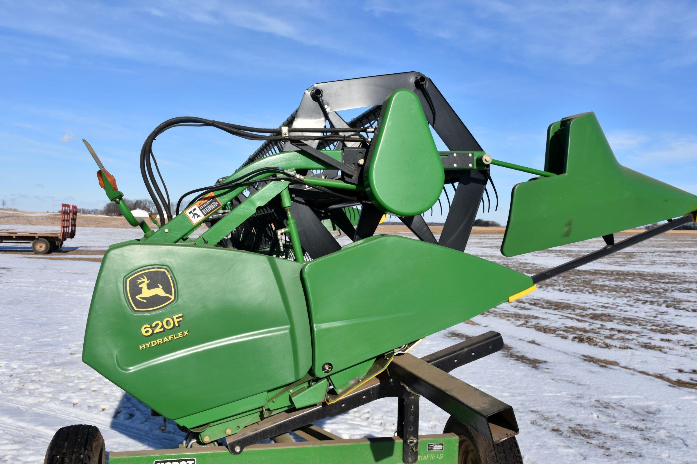 2006 John Deere 620F Hydraflex Bean Head, Full Finger, Poly Skids, Single Point Hookup, SN: 715496