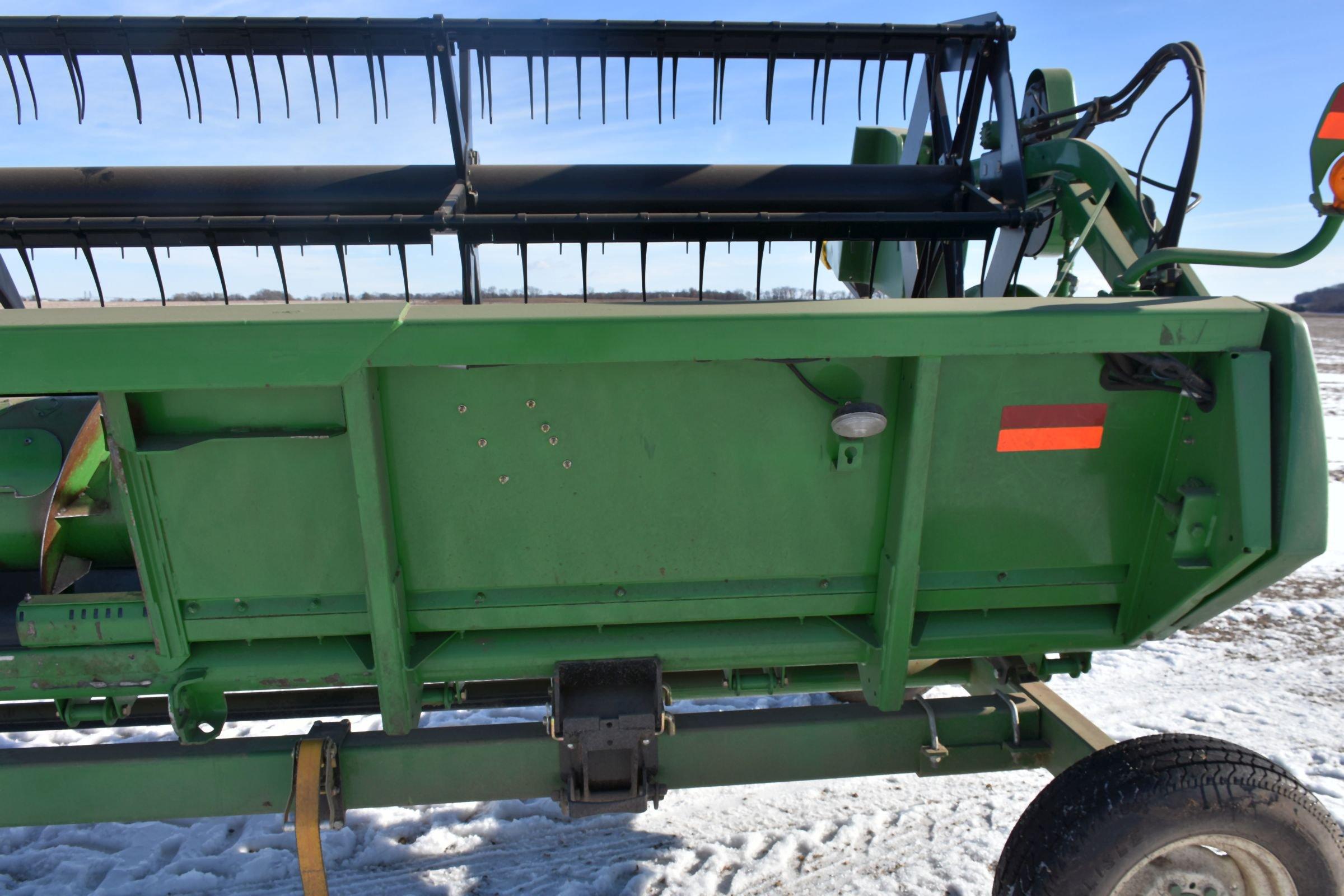 2006 John Deere 620F Hydraflex Bean Head, Full Finger, Poly Skids, Single Point Hookup, SN: 715496