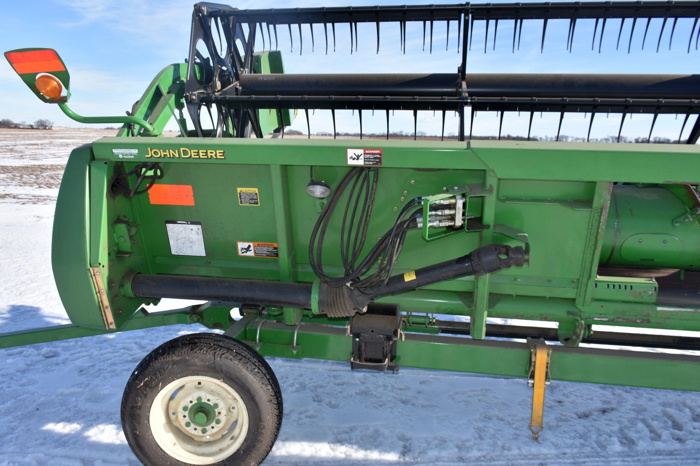 2006 John Deere 620F Hydraflex Bean Head, Full Finger, Poly Skids, Single Point Hookup, SN: 715496