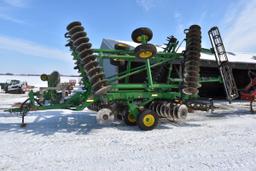 2014 John Deere 2623 Rock Flex Disk, 30’8”, 24” Blades, Rolling Basket Harrow, Hydraulic Adjust Roll