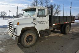 1987 IHC S1900 Straight Truck, Single Axle, 5x2 Speed, 466 Diesel, 14’ Box & Hoist, Setup As Contrac