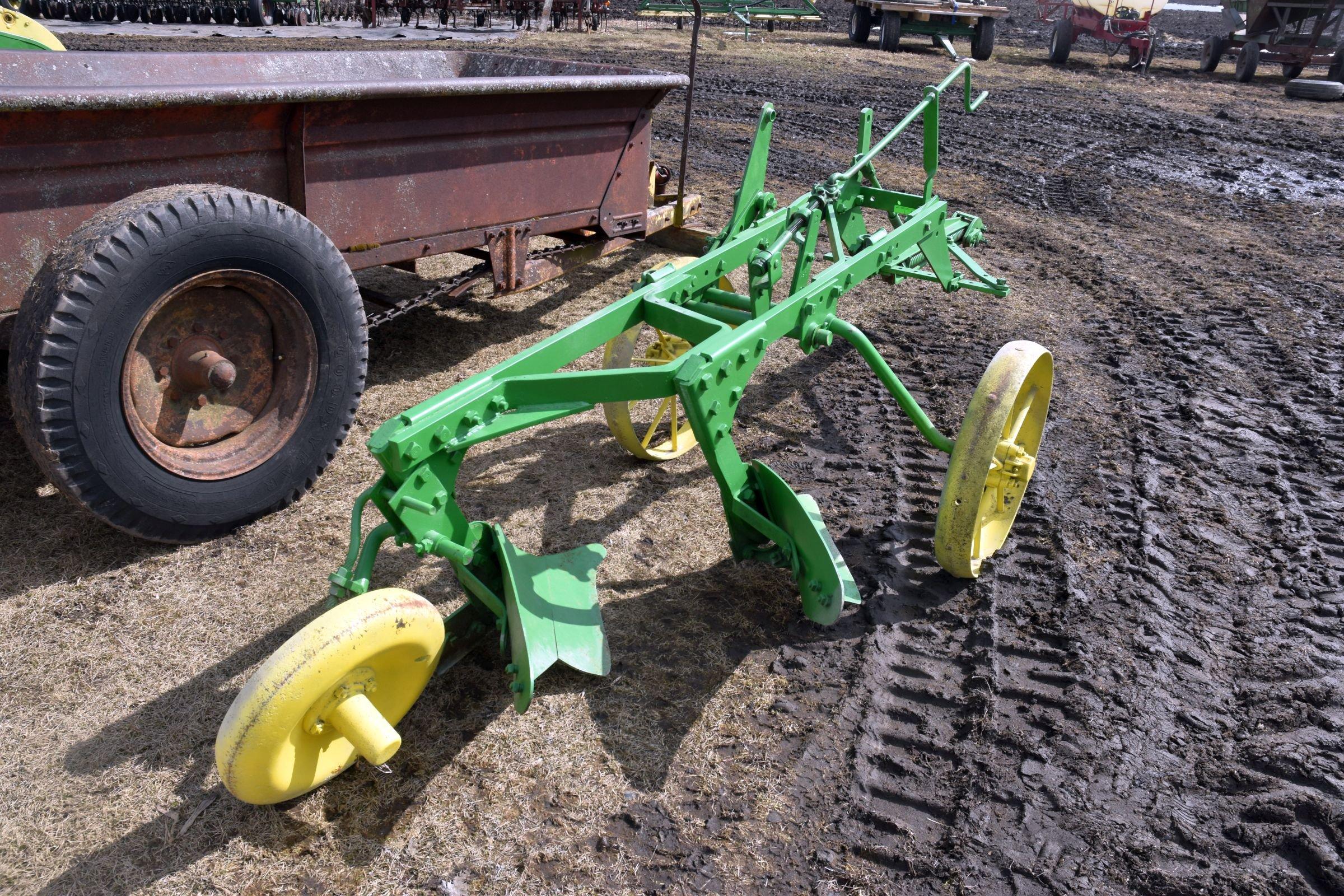 John Deere 2 Bottom Plow, On Steel Wheels, Restored