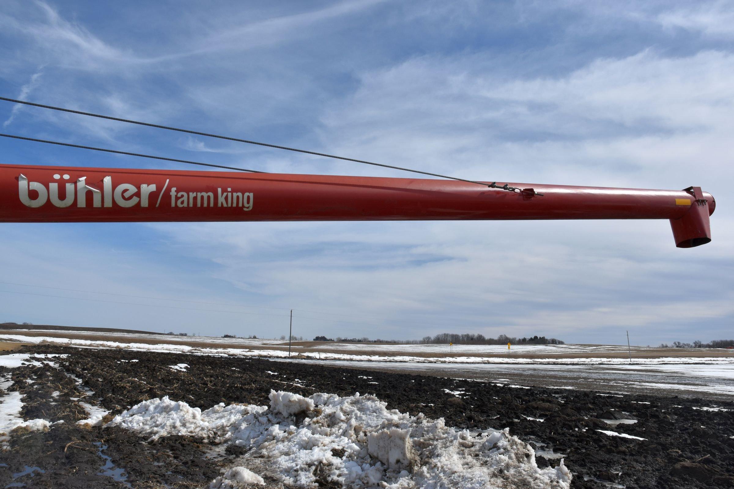 Buhler Farm King 10”x50’ Swing Hopper Grain Auger, Hyd. Lift, PTO