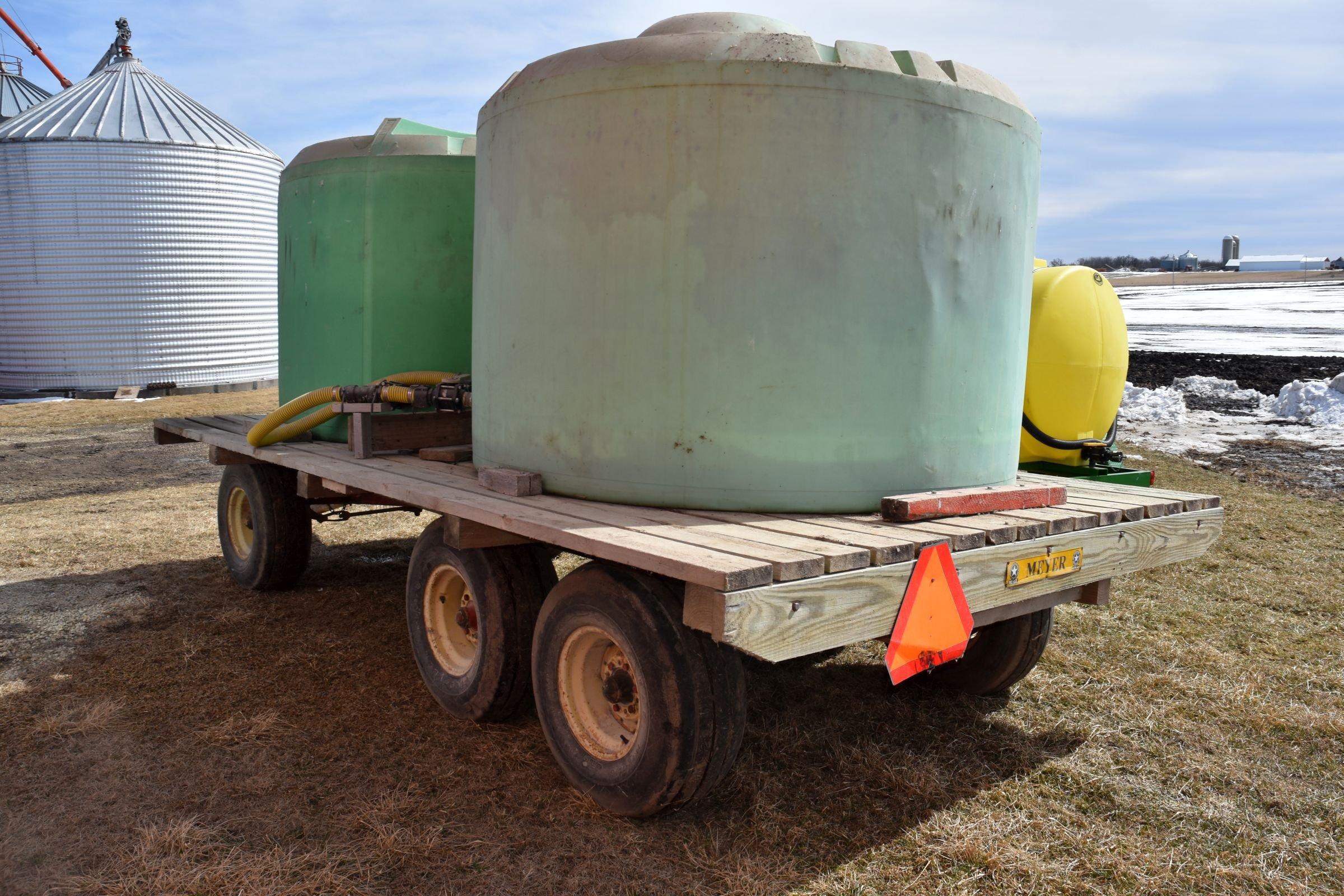 8'x16' Flatbed With Tandem Axle 12 Ton Running Gear With (2) 1400 Gallon Poly Tanks