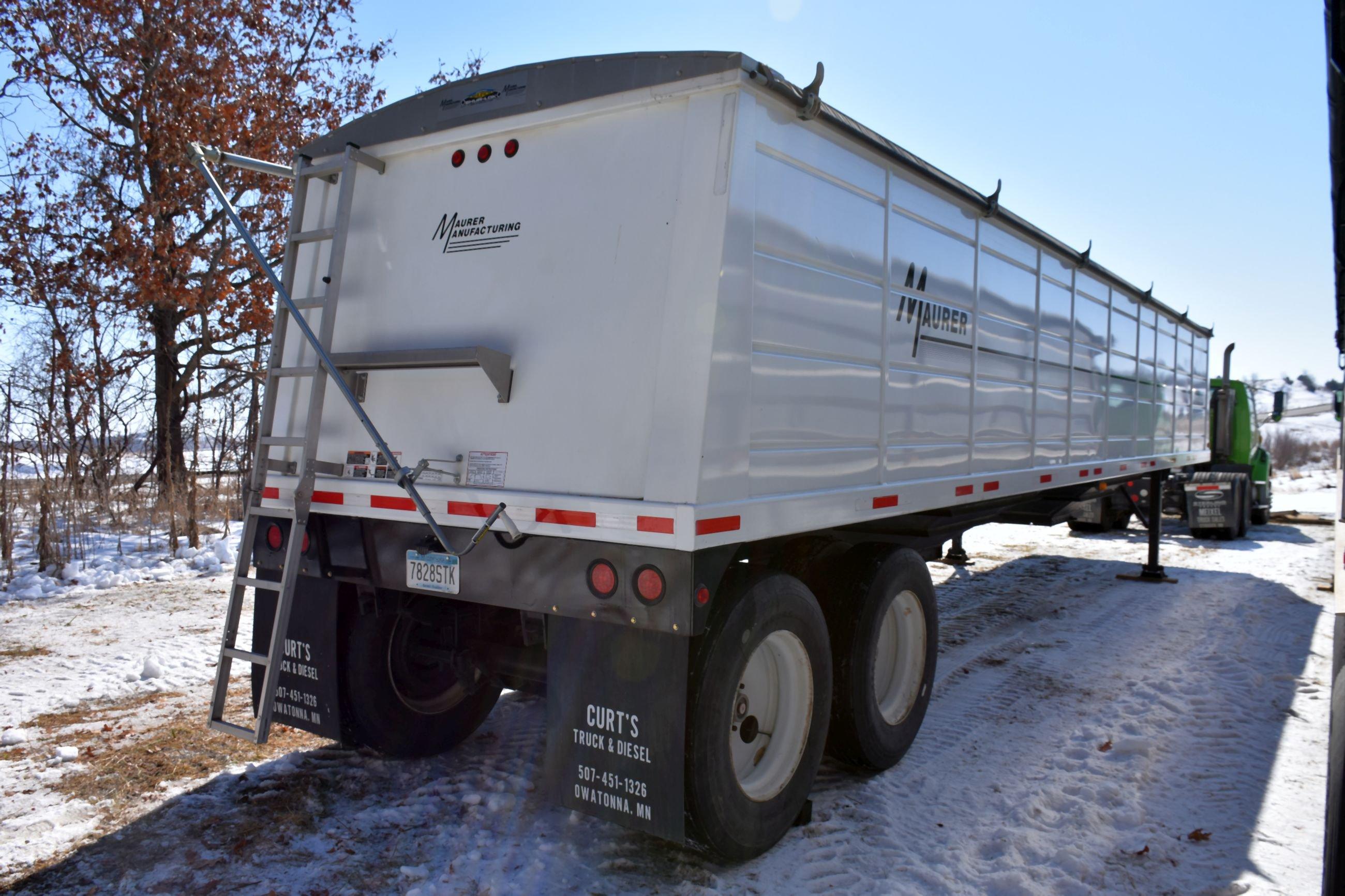 2013 Maurer Steel Hopper Grain Trailer, 42’ x 96” x 66”, Spring Ride, Roll Tarp, Cat Walks, 24.5 Tir