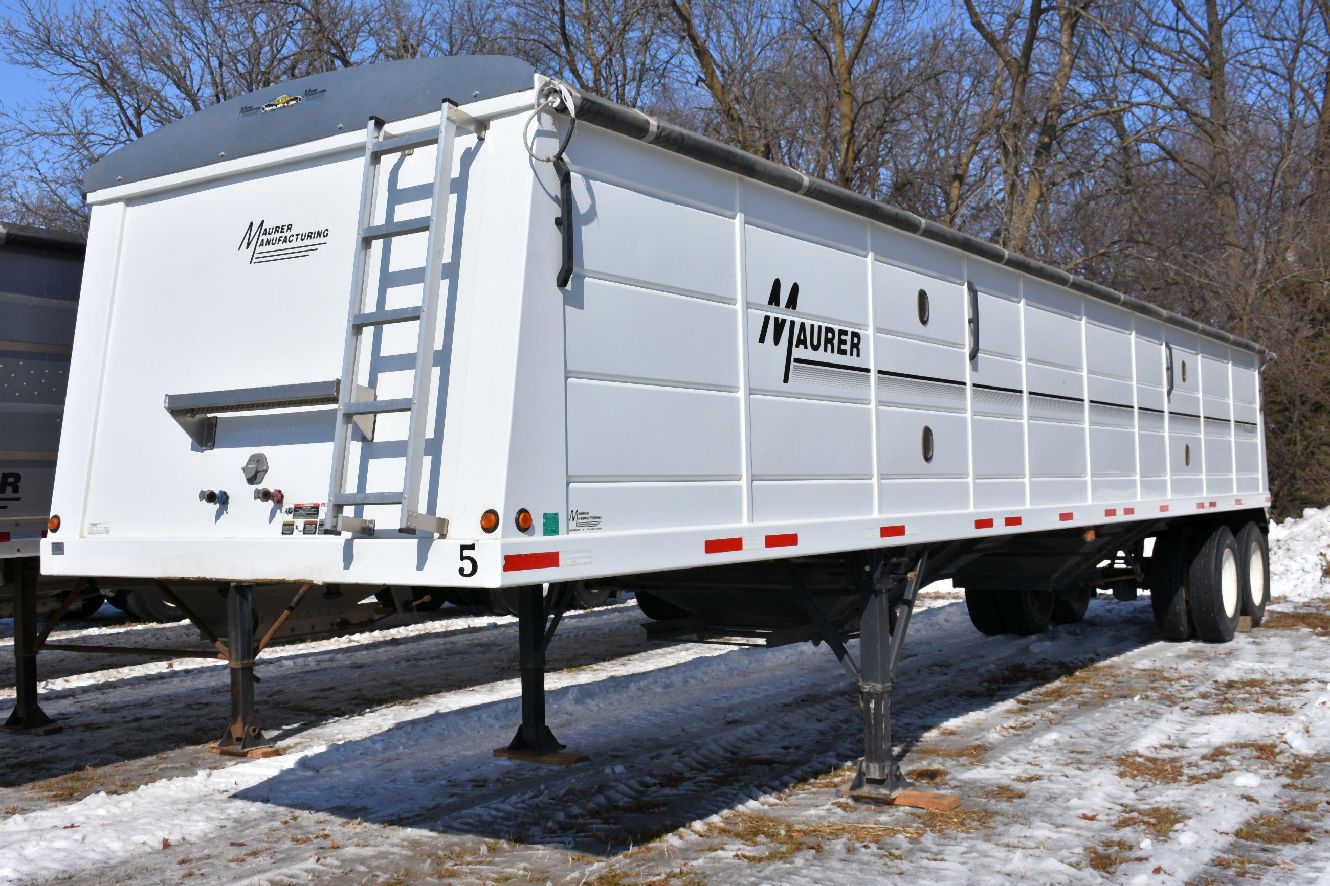 2013 Maurer Steel Hopper Grain Trailer, 42’ x 96” x 66”, Spring Ride, Roll Tarp, Cat Walks, 24.5 Tir