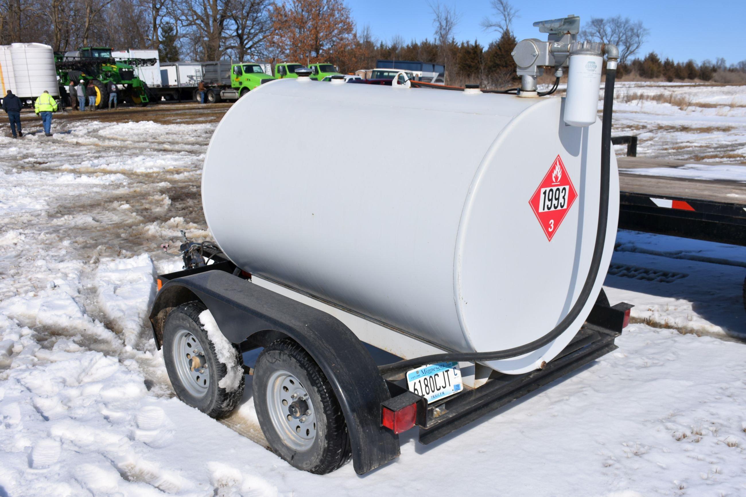 500 Gallon Fuel Caddy, Double Wall Tank With High Flow GPI 3025 12 Volt Pump And Tandem Axle Trailer